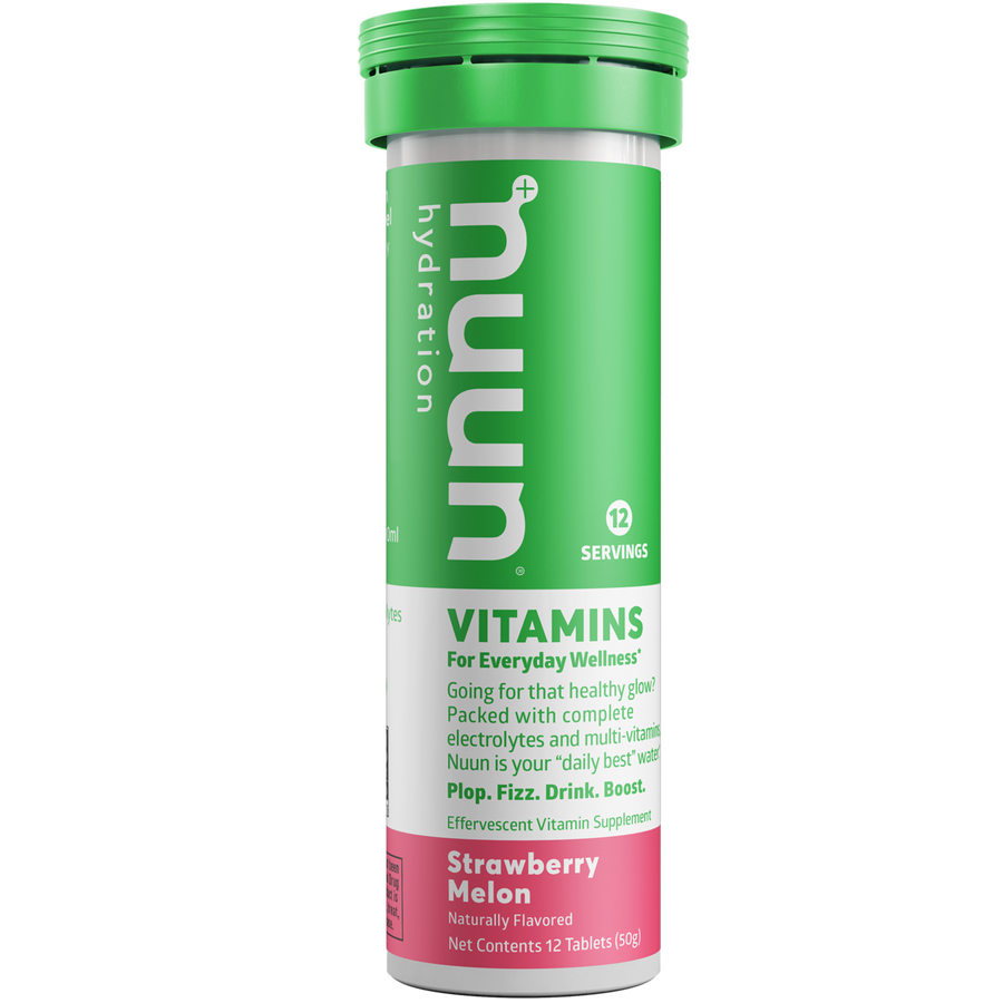 A tube of Nuun Vitamins Strawberry Melon.