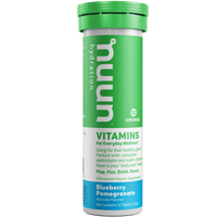 A tube of Nuun Vitamins Blueberry Tangerine.