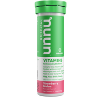 A tube of Nuun Vitamins Strawberry Melon.