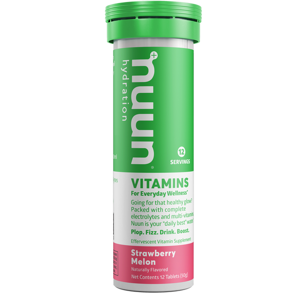 A tube of Nuun Vitamins Strawberry Melon.