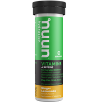 A tube of Nuun Vitamins Ginger Lemonade + Caffeine.